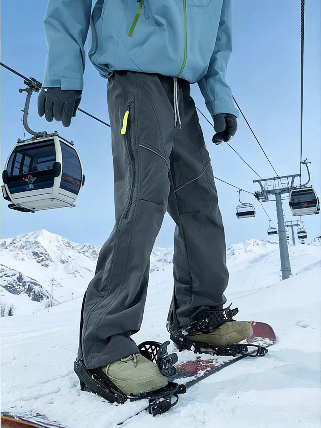 

Outdoor Windproof Snowproof Fce Lined Ski Pants Men's Winter Thermal Trousers Loose Fit Wide Leg Youthful Sle Waterproof