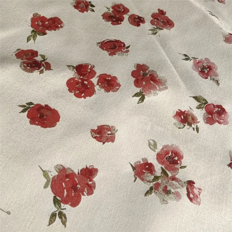 Ink painting dyeing color weaving jacquard rose fabric skirt bouquet shoes bags trench coat