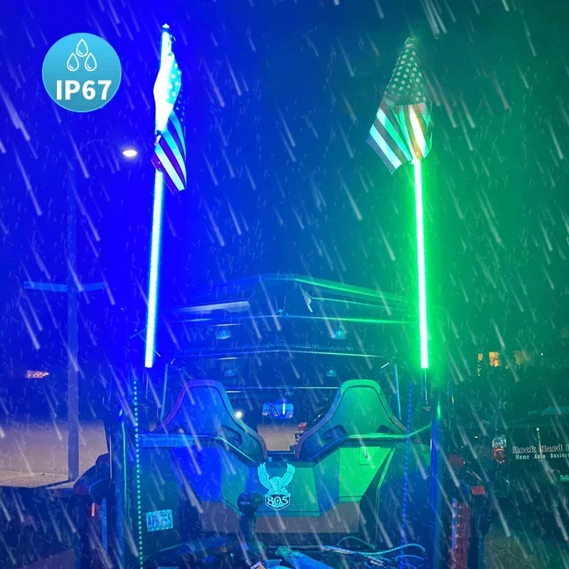 Luces LED de látigo para vehículos todoterreno, luz ambiental para coche, tira de neón de luz RGB, antena UTV ATV, luces de látigo Led