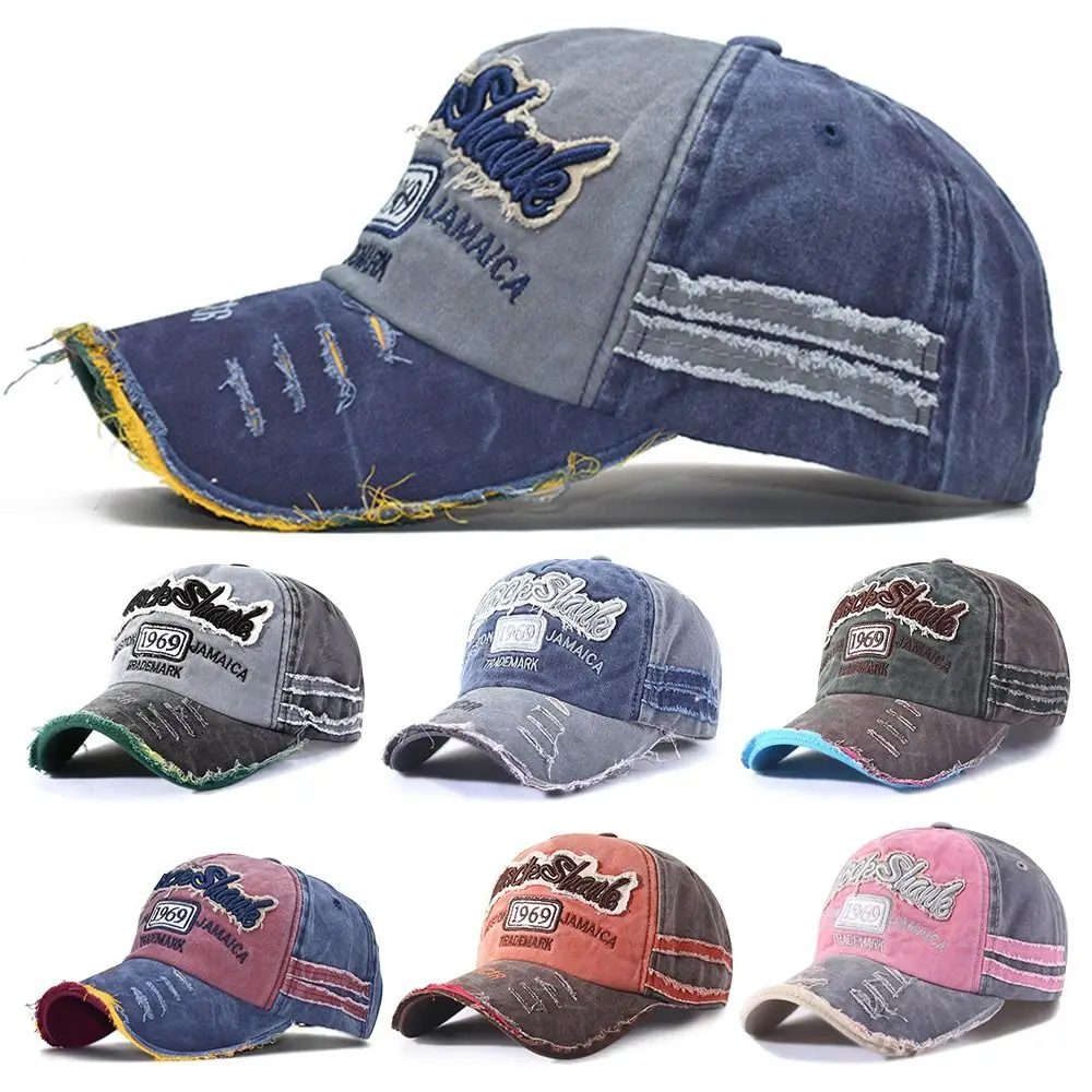 Men Women WASHED DENIM Vintage Sunscreen Hats Baseball Hats Embroidery Baseball Caps Distressed Faded Cap