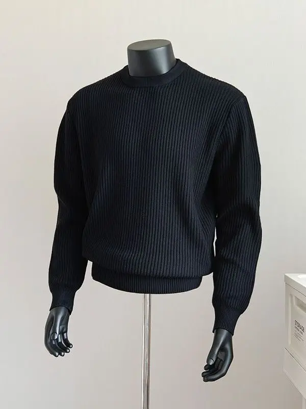 

Мужской и женский вязаный длинный свитер све большого размера oulder Width Regular Осень Зима Вертикальные полоски Base irt