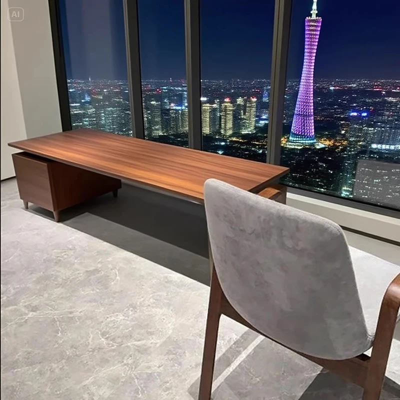 頑丈な収納付きエグゼクティブデスク、モダンで安価な木製大型オフィスデスク、引き出し付き高級デスク、オフィス家具