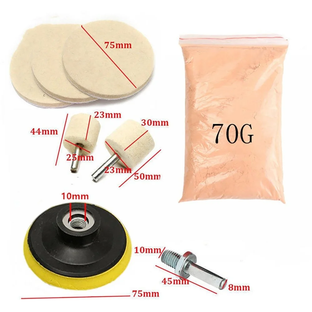 Car Window Glass Polishing Kit Repair Tool Waxing Polishing Pad with Polishing Powder for Windscreen Windshield Scratch Removal