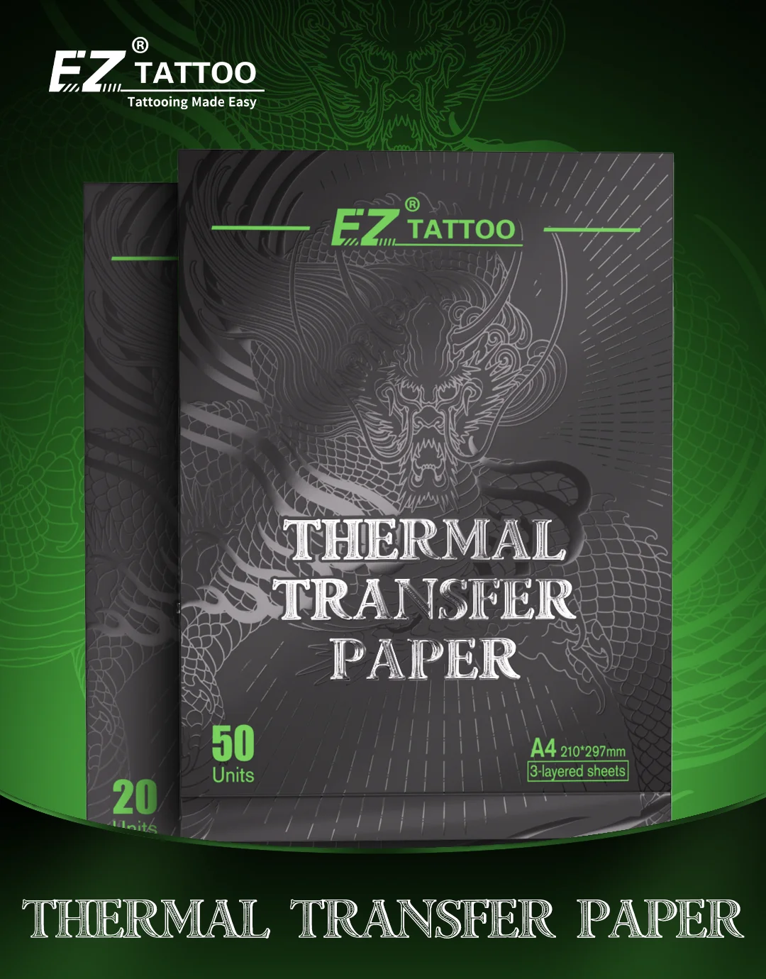 20/50 Stück EZ Tattoo Transferpapier A4 Größe Tattoo Thermokopierer Schablonenpapiere für Tattoo Transfermaschine Papierzubehör