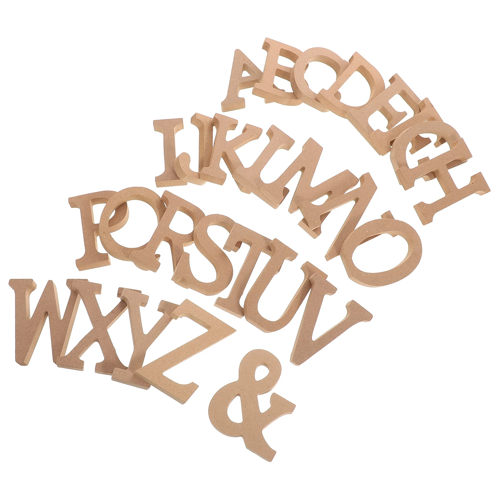 26 ตัวอักษรไม้ที่ยังไม่เสร็จ DIY Craft เครื่องประดับ Blank Art Cutout Sign Home Decor Props ตัวอักษรไม้ขนาดเล็กชุด
