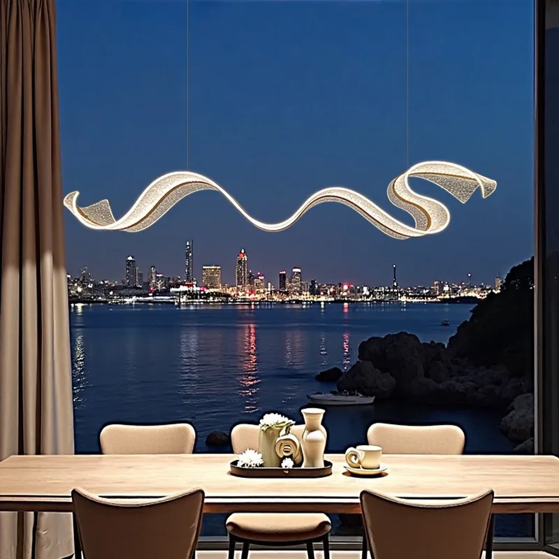 

2025 художественная акриловая лента, люстра для ресторана, бара, современная простая роскошная люстра для чайной комнаты, стойка регистрации, креативная люстра