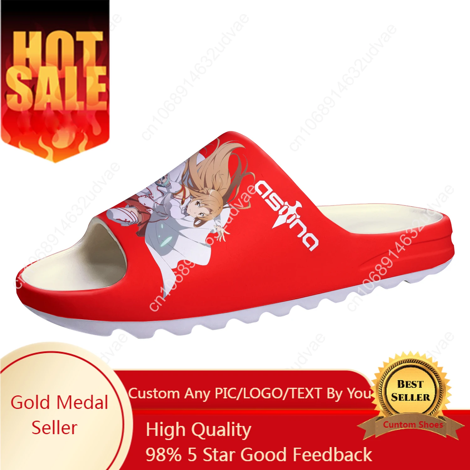 

Sword Art Online Asuna Custom Made Soft Sole Sllipers Home Clogs Step On Water Shoes Mens Womens Teenager Beach Step In Slliper
