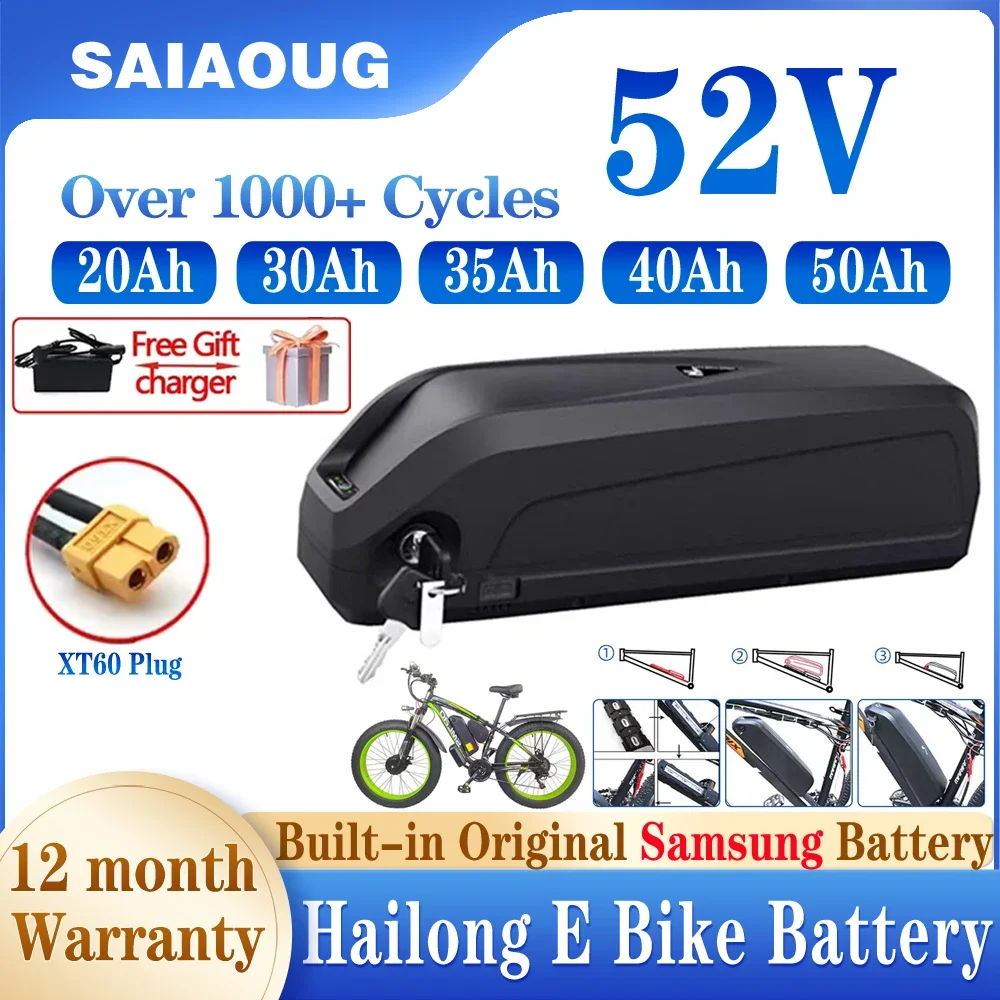 

New 52V 40Ah Electric Scooter Battery 20Ah-50Ah for 300-2000W Motorcycle/bicycle Waterproof LithiumBattery+Charger+Security Lock