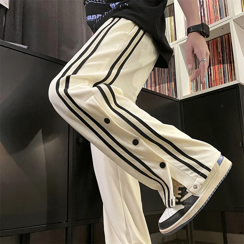 高校生メンズファッションブランドジッパーストレートレッグ薄手カジュアル長ズボン夏シーズンカジュアルレジャーズボン