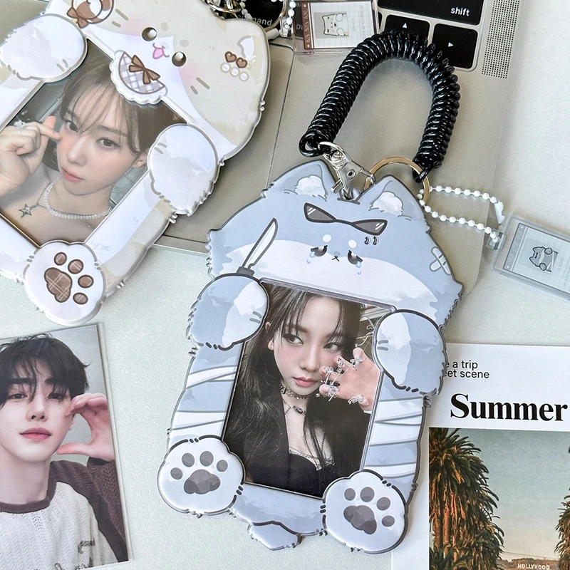 New Cute Animals 3 Inch Photocard Holder ID Card Protective Display Sleeves Girl Bag Pendant School Stationery Gifts