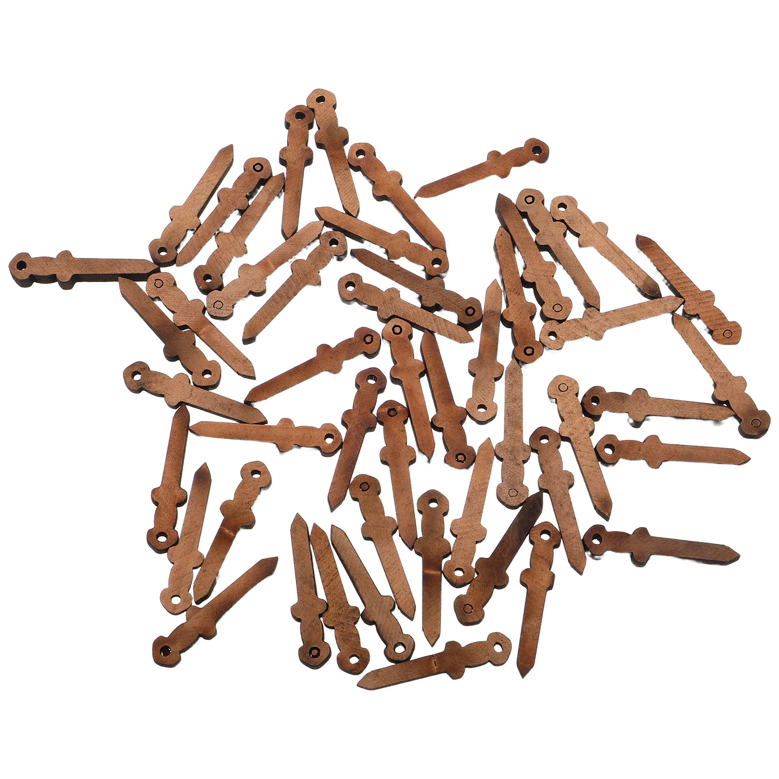

50Pcs Wooden Carving Pendants Peach Wood DIY Craft Accessories Unique Sword Pendants Creative Keychains Backpack Charms