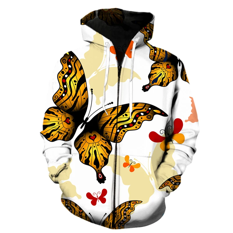 

Artistic Design 3D Graffiti Cartoon butterfly pattern zipper Hoodie Men And Women Spring And Autumn Fashion Hooded Sweater