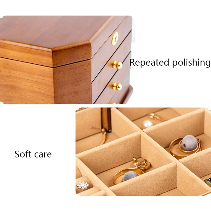 Wooden Jewelry Box/Jewel Case Vintage Jewelry Box Ring Necklace And Earring Organizer Accessory Organizers