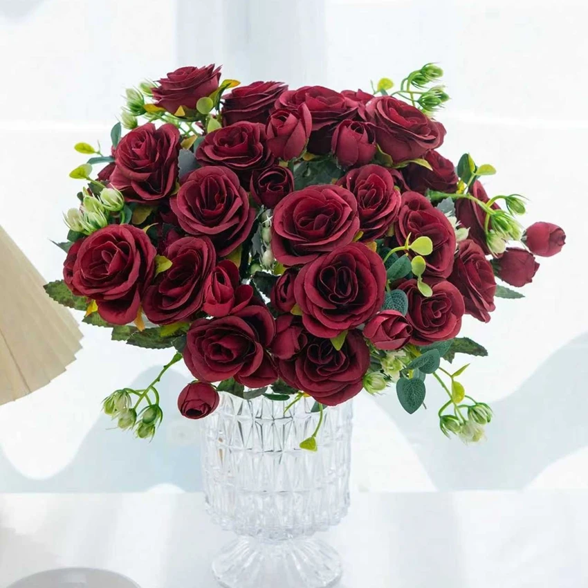 Artificial Flower Wedding Party Home Bedroom Table Centre Decor Bridal Bouquet Outdoor Garden Silk Peony Hydrangeas Vase Fillers