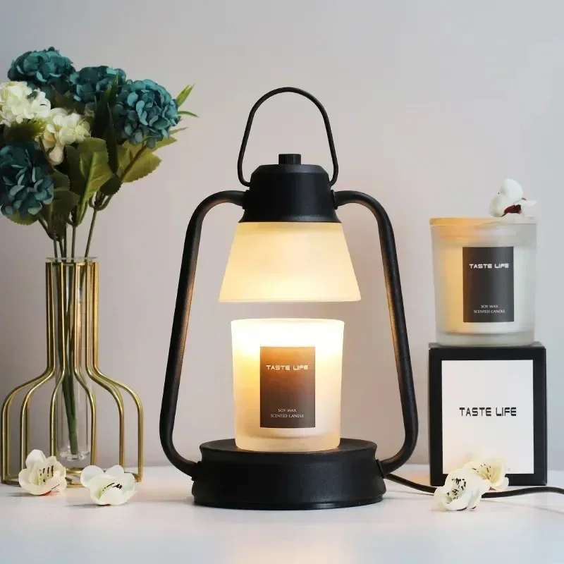 American Aromatherapy Candle Warmer Lamp Creative Bedroom Bedhead Flameless Aroma Melting Candle Lamp Retro Black Candle Warmer