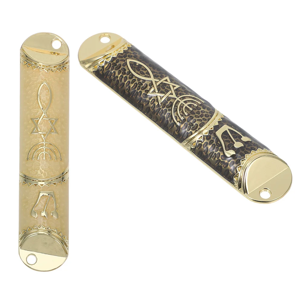 2 Juegos de Mezuzá de Aleación de Zinc con Rollo Kosher, Símbolo Judío para Puerta, Bendición del Hogar, Decoración de Pared para Hanukkah, Mezuzá con Rollo para Puerta