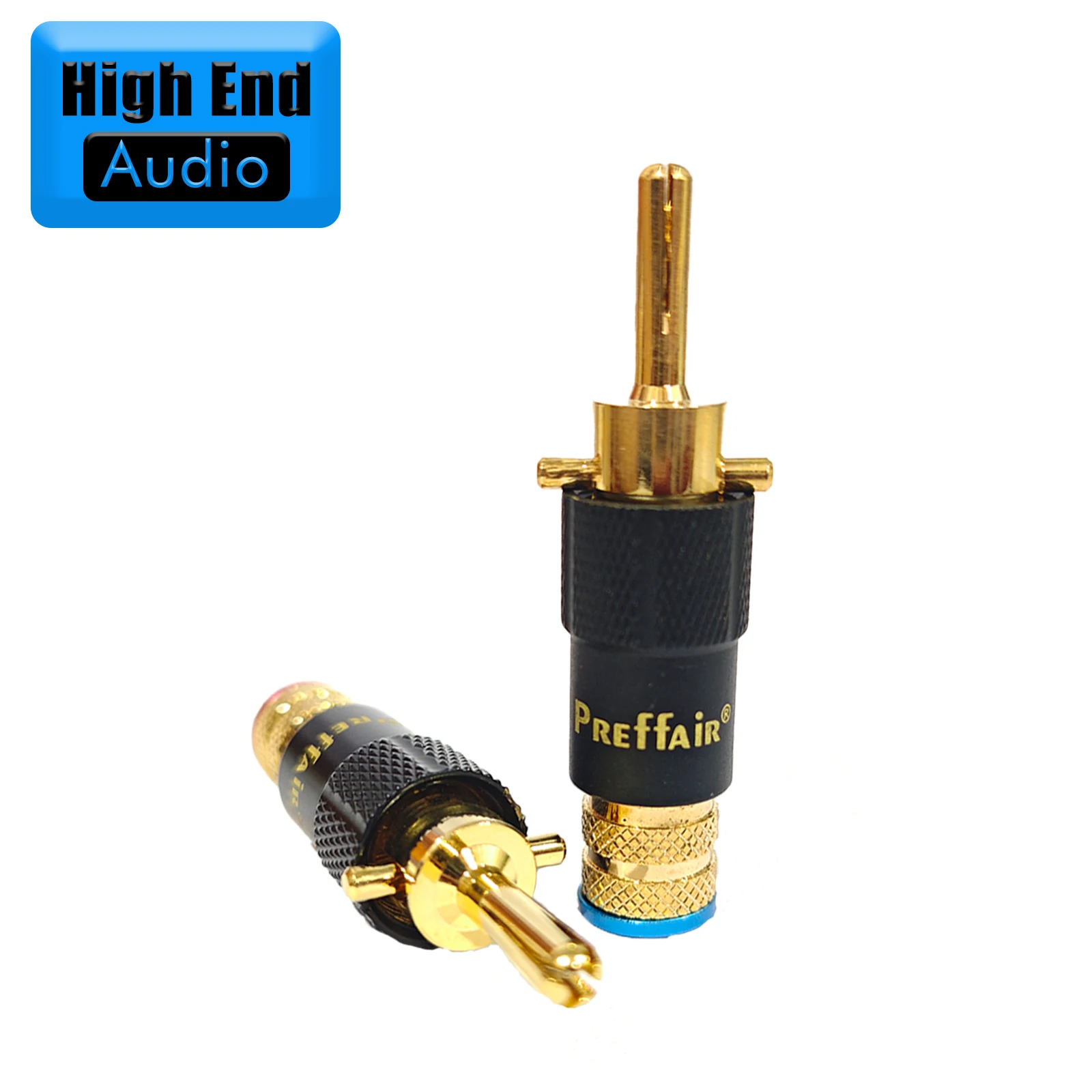 Preffair 4pcs HiFi Rhodium/Gold Plated Audio Banana Speaker Plug Screw Locking Cable Connector Binding post BA1410