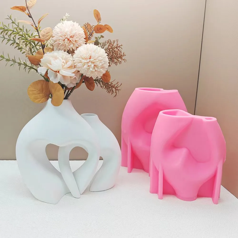 

Hollow Love Vase Epoxy Resin Silicone Mold DIY Cement Gypsum Pouring Process Flowerpot Mold Home Decoration Crafts Ornaments