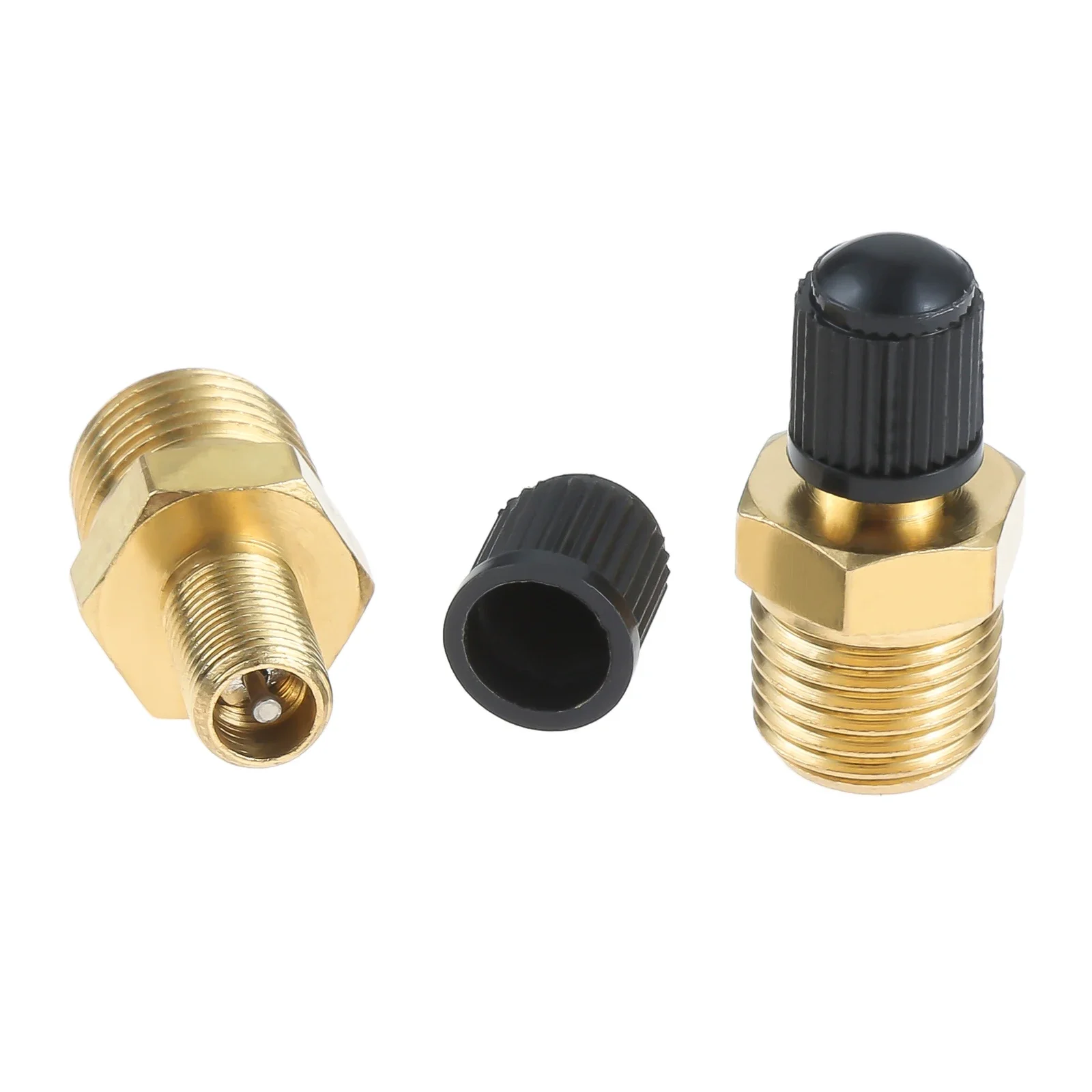 

1/4"or1/8"NPT Brass Air Tank Fill Valve Solid Nickel Plated Brass Air Compressor Tank Fill Valve with Installed Core Plastic Cap