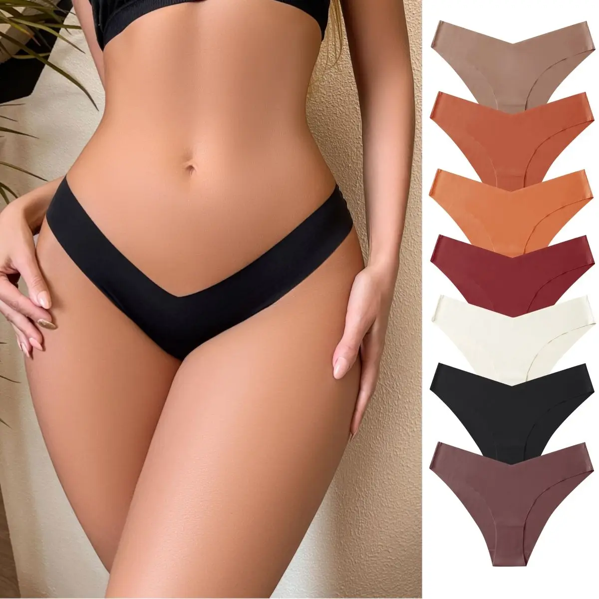 2pcs Seamless Ice Silk V-Waist Sexy Lingerie Women Underwear Panties Sport Cotton Bottom Thong Large Size Fancy Underwear Ladies