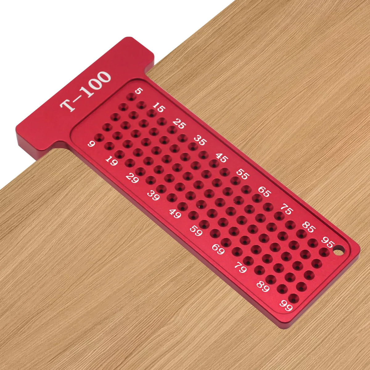 Woodworking Metric 100MM Precision Aluminum Alloy Pocket Ruler Marking Gauge Cross Calibration Crossed-out Hole Measuring Tool