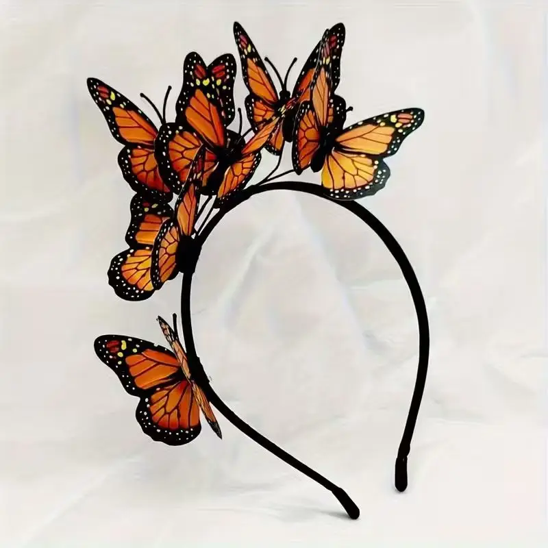Monarch butterfly Headband, Realistic butterfly Hair Tie, Fairy Cosplay Hair Accessory, Perfect for Halloween Photos.