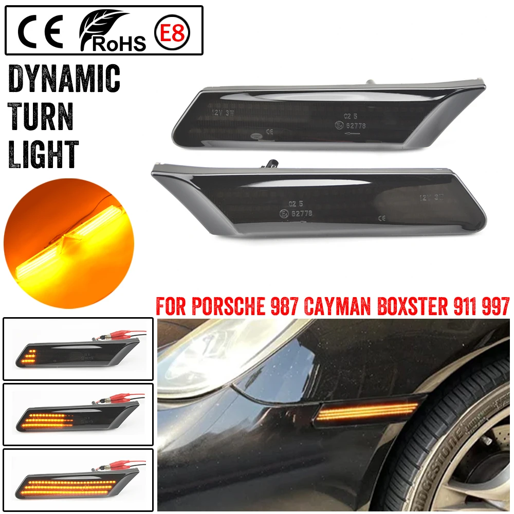 

Dynamic LED Flashing Turn Signal Lamp Side Marker Lights For Porsche 997 911 GT2 GT2 Boxster Cayman 987 997631033