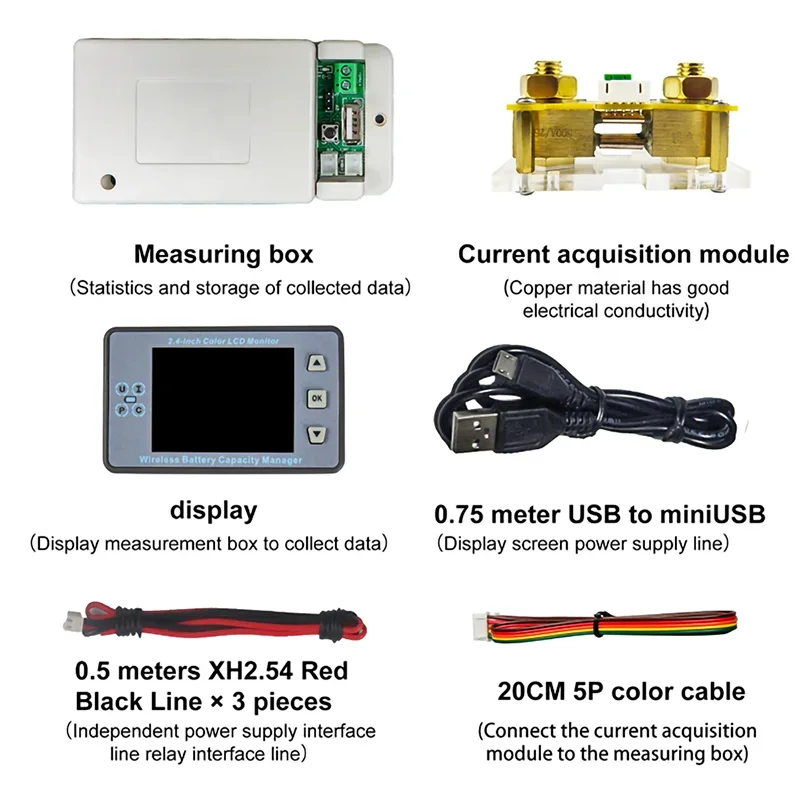 Wireless Voltage Meter  Solar Battery Charging Coulometer DC 0~500V Battery Capacity Detector Tester Ammeter Voltmeter VAC8710F