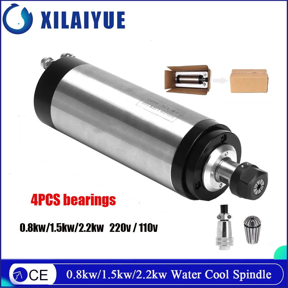 2.2KW 80MM ER20 CNC Spindle Motor 24000rpm 220v AC Spindle 4 Bearing Machine Spindle Water Cooling Engraving Milling Spindle