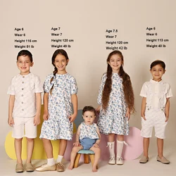 AA SS25 - Summer Children's Clothes Elegant Blue Shabbos Collection With Dress Shirt Pants Overalls Romper and Ribbon Options