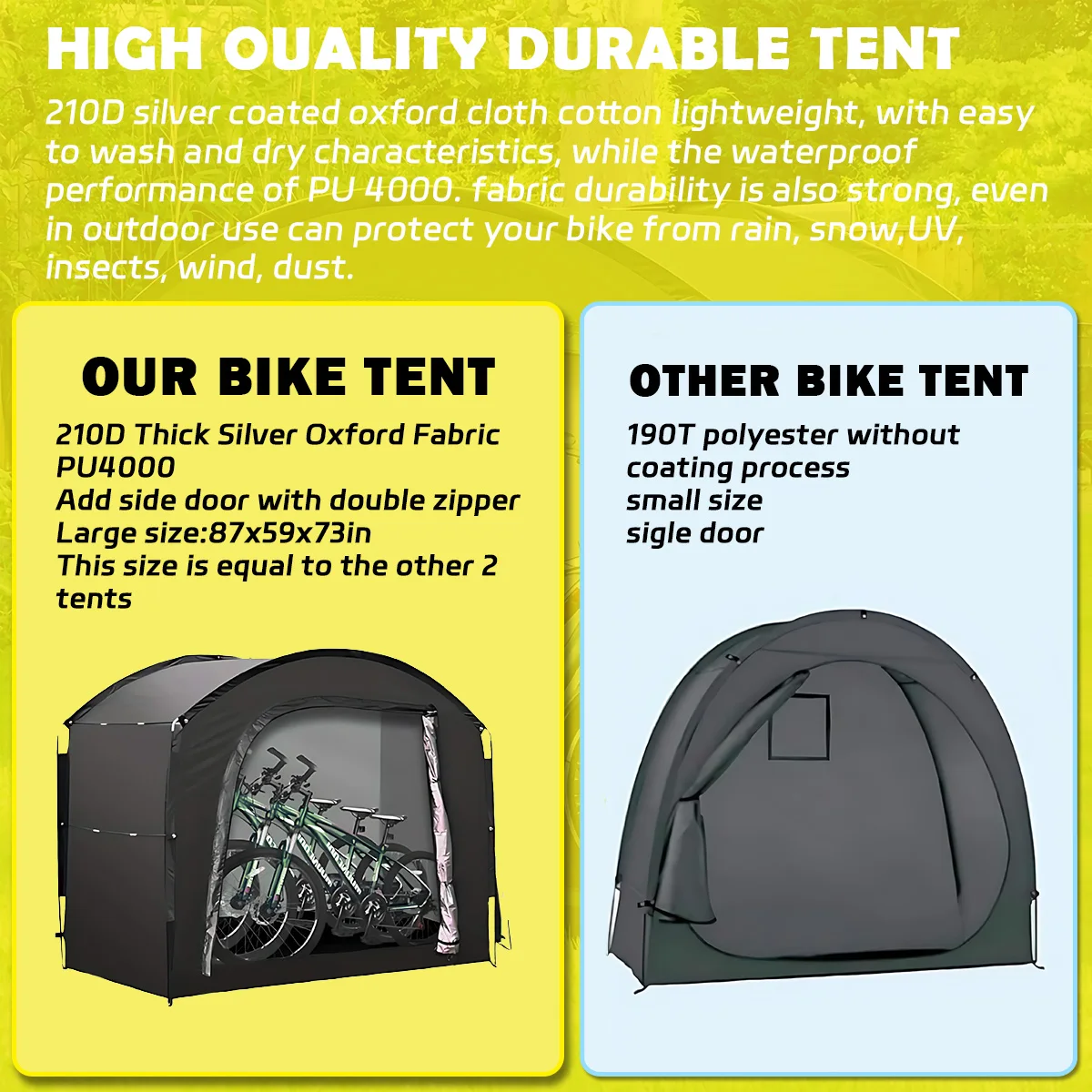 Portable Outdoor Bike Shelter Tent with Thickened Oxford Cloth Personal Protection Canopy for Travel Hiking And Cycling image 6