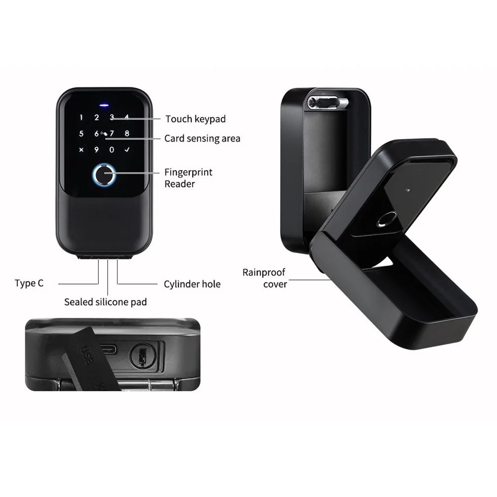 Waterproof Cover Safe Tuya Code Fingerprint Bluetooth Wifi Smart Key Box App Remote Wall Mount Combination Door Lock Box