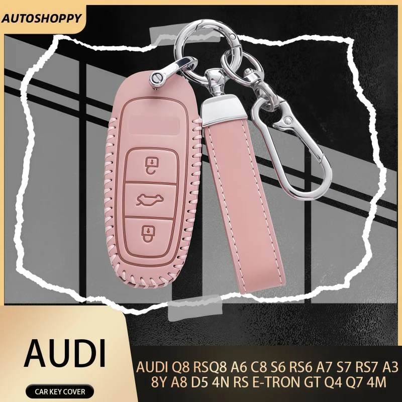 

For Audi Q8 RSQ8 A6 C8 S6 RS6 A7 S7 RS7 A3 8Y A8 D5 4N RS E-tron GT Q4 Q7 4M Leather Car Remote Key Case Cover Fob Shell