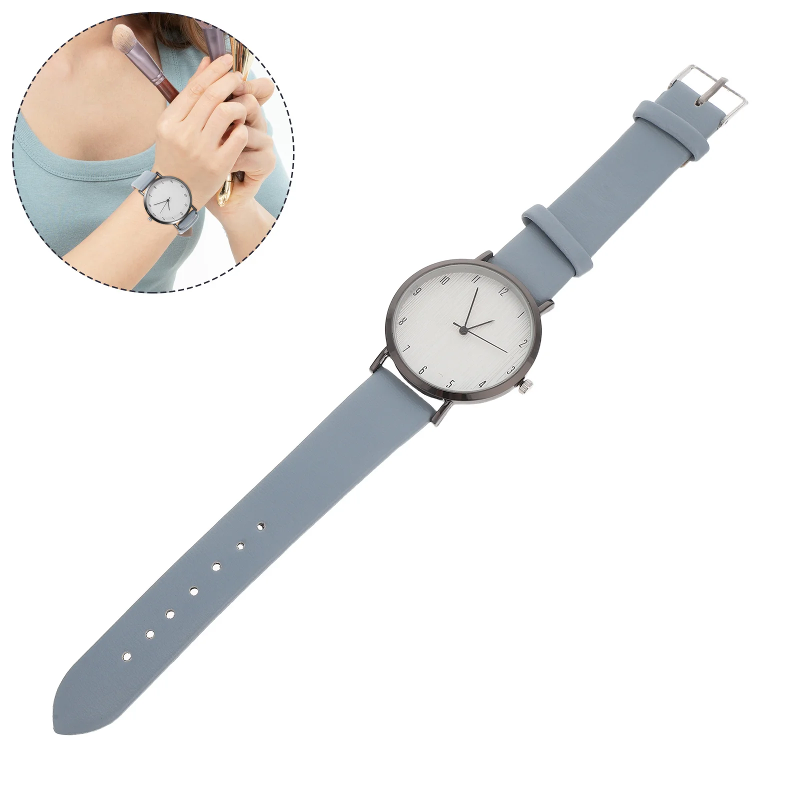 Quartz Watch For Women Wood Grain Dial Strap Lightweight Stylish Wrist Watch Easy Gift Decorative