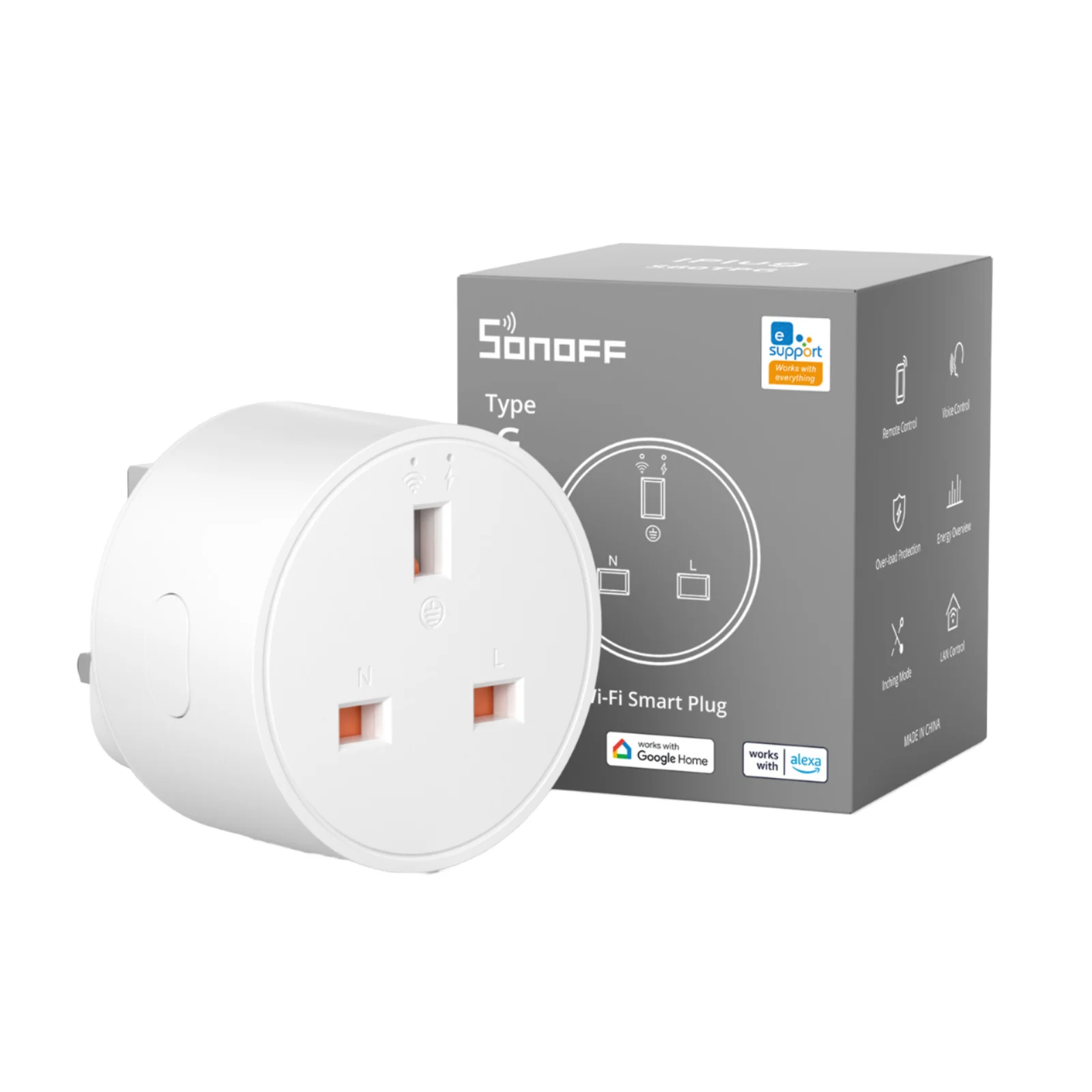 

5 шт. S60 TPF EU Wi-Fi Смарт-розетка 13A Мониторинг тока энергии Дистанционное управление Таймер Голосовое управление Смарт-сцена 13A Номинальная вилка So