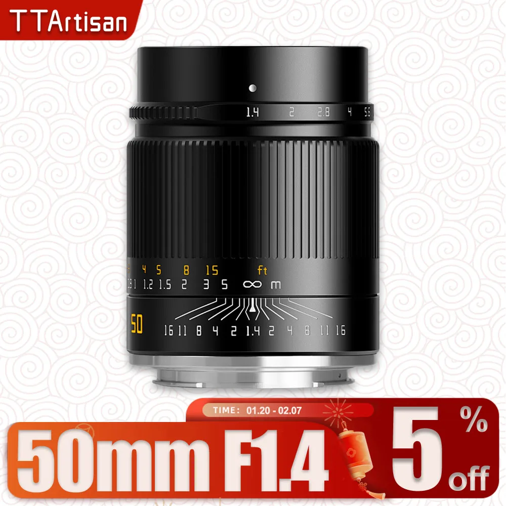 TTArtisan 50mm F1.4 ASPH Manual Focus Large Aperture Camera Lens for Nikon Z ZFC Canon RF R5 R6 Sony E A7III Sigma L-Mount