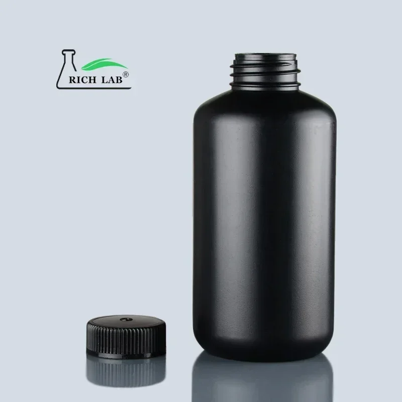 Black plastic bottle 125/250/500/1000ml large mouth narrow mouth HDPE sealed liquid tank sample storage bottle