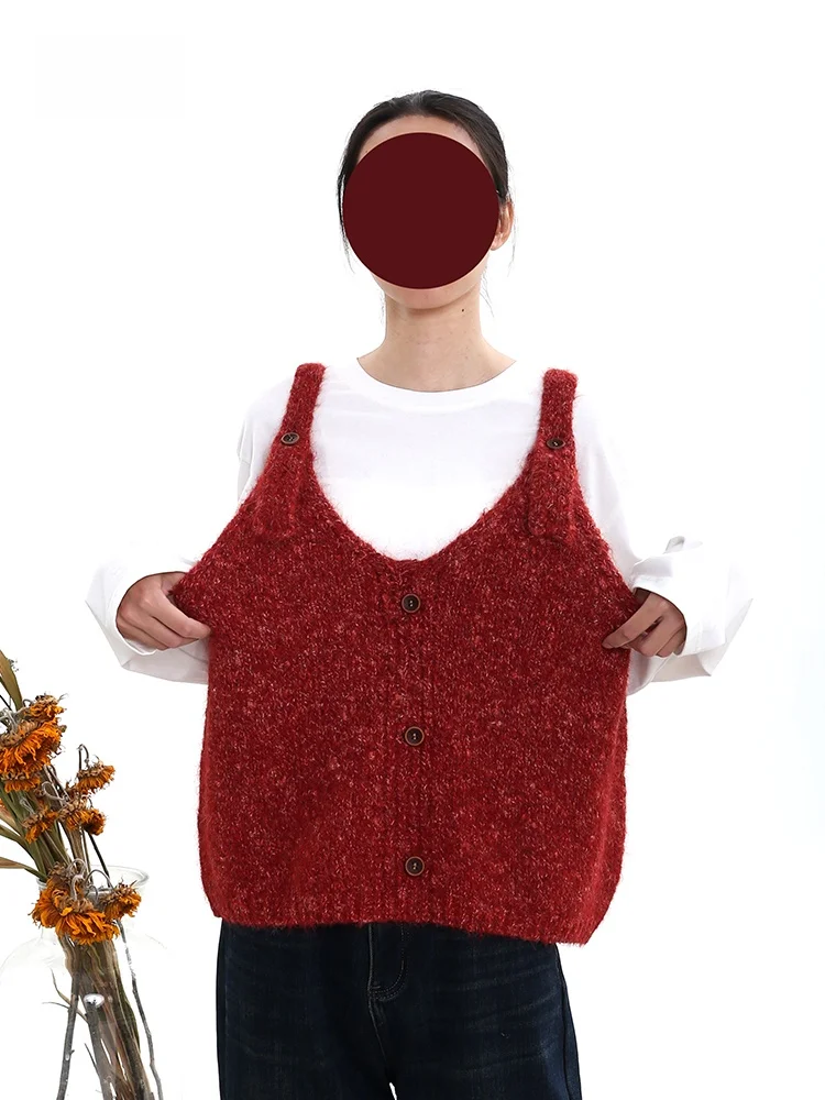 

Artistic ort Knitted Vest Women's Faion Layering ential Autumn Winter V-Ne Polyester Blend Regular Length Vest