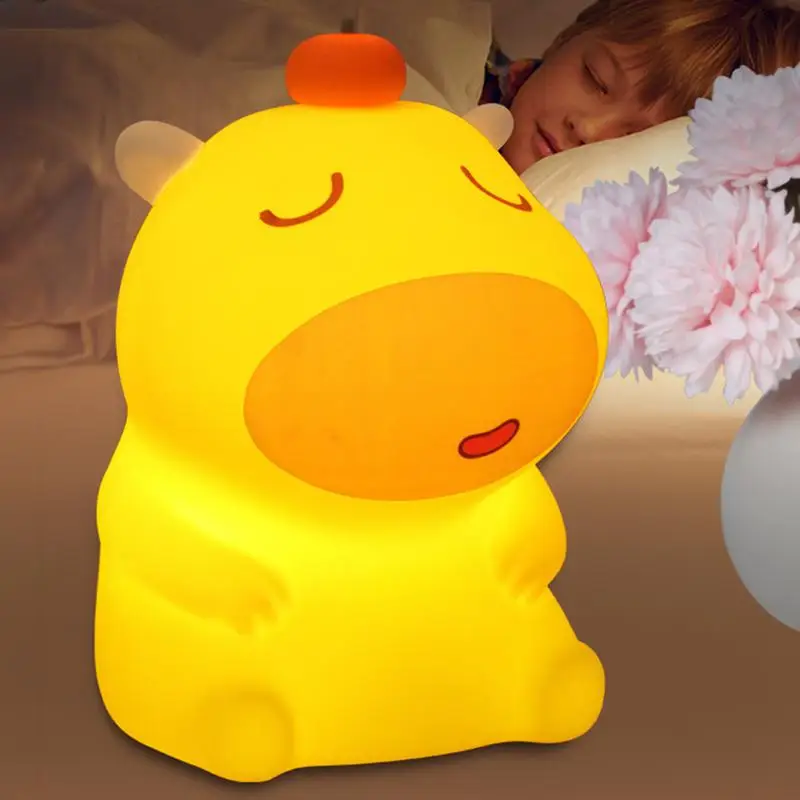 Luz noturna infantil de silicone usb capivara, luz noturna fofa, eletrodomésticos e acessórios para aniversário, meninas, crianças, escritórios escolares