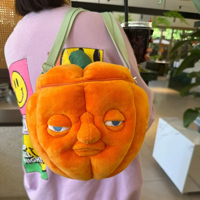 MyRytanda Halloween Pompoen Schoudertassen Kawaii Pluche Lantaarn Rugzakken Tassen Kindercadeaus