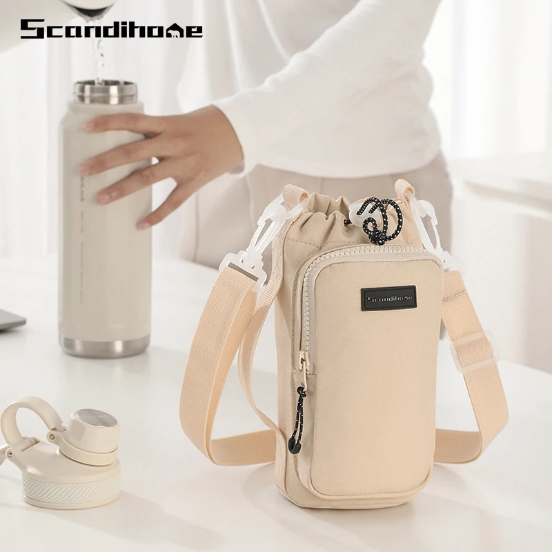 Portable Water Bottle Carrier Bag Travel Small Crossbody Shoulder Phone Pocket Bag With Cup/Water Bottle Holder Pouch