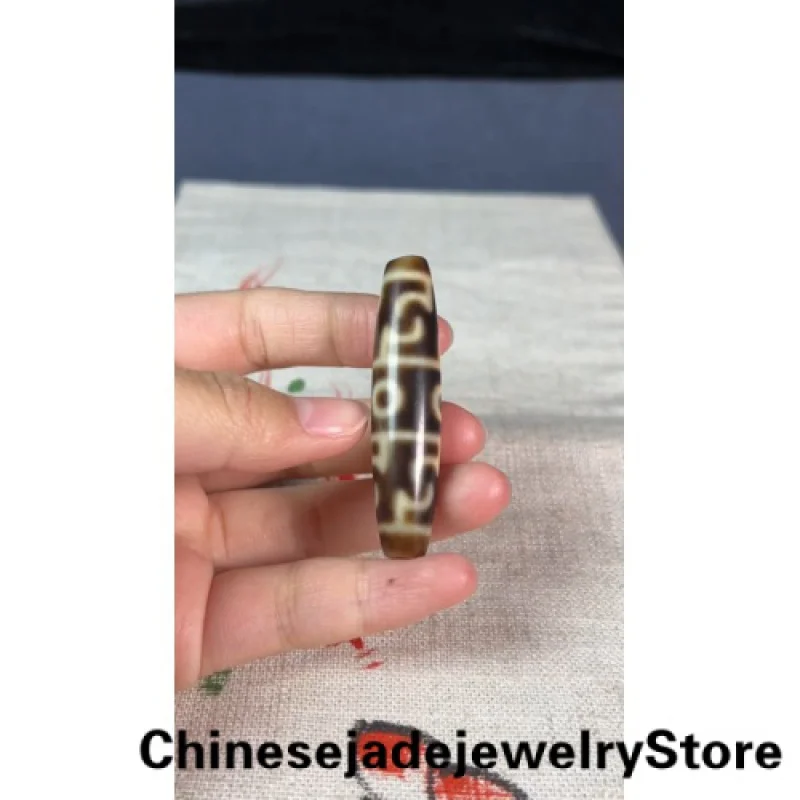 Tibetan DZI Beads Old Agate Lotus Master 3 Eye Totem Amulet Pendant GZI #2097