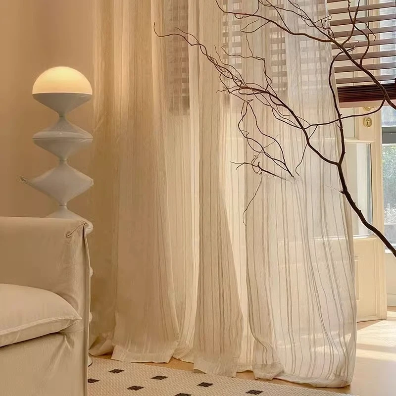 

Antique Gauze Curtain Study Log Color Surprise Quiet Texture Linen Curtains for Living Room Balcony Window Screen 2025 New
