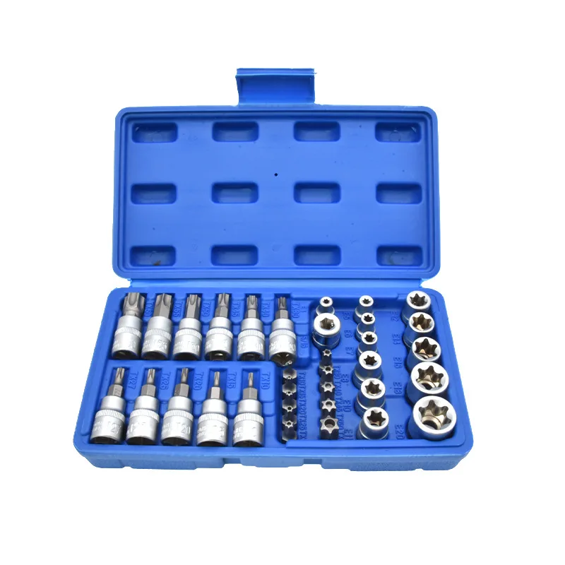 

34pcs Impact E-Socket Bit Set w/ Torx & Hex Driver Bits in Compact Case for Auto Repair Ratchet Wrench Toolkit