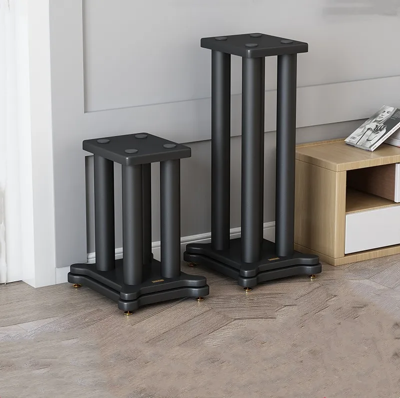 A-258 Speaker Tripod Audio Stand Bookshelf Iron Surround Floor Box Tray Base Wood Metal Shock Absorber Rack