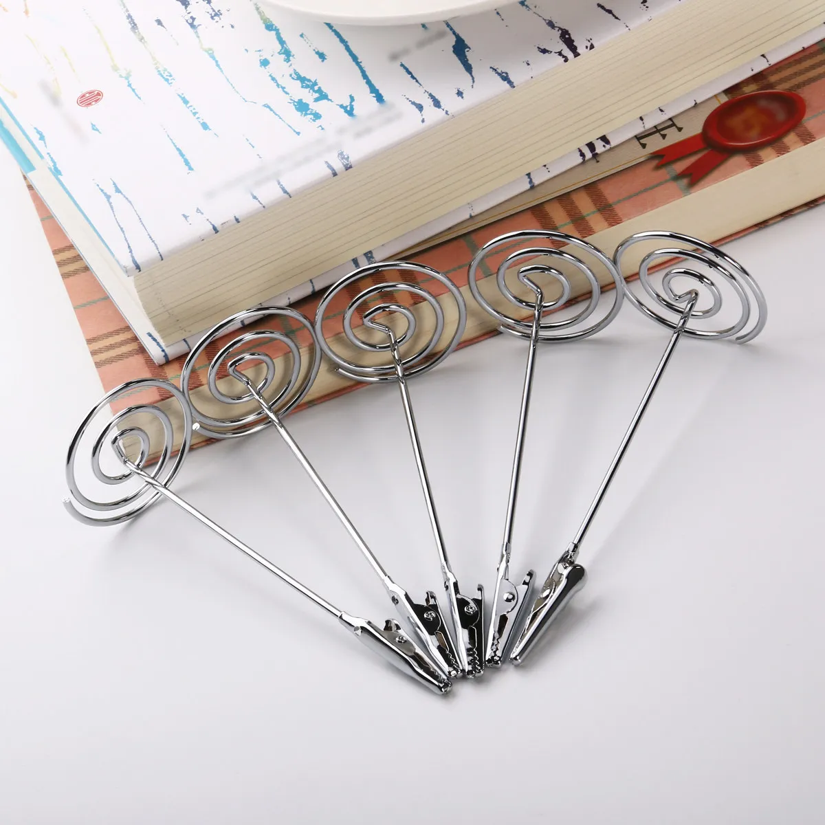 10Pcs Card Holder Memo Clip Stylish Stainless Steel Ball Base Flexible Wire Alligator Clip Photo Display Office Desk Accessories