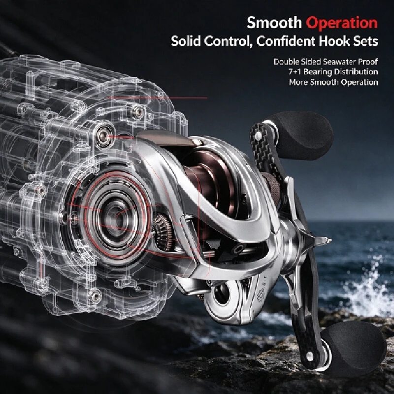 Ice Fishing Line - Takuma P8 Baitcast Reel Carbon Frame