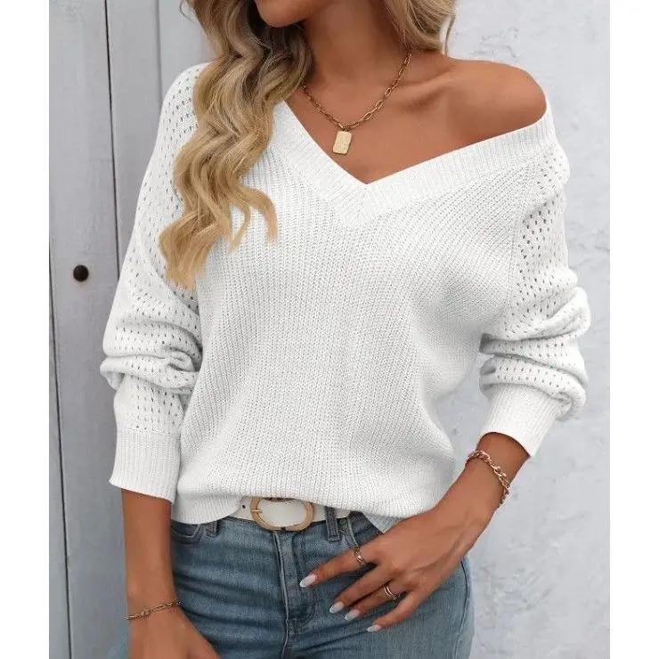 

Women's Autumn Winter Pullover Hollowed Color Latest Cleanfit Sle ort Outerwear for Middle-aged Ladies