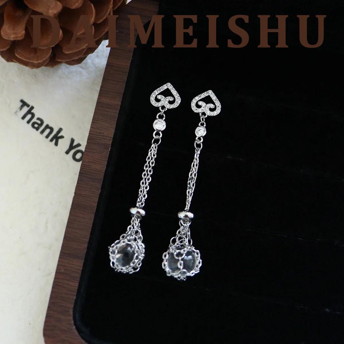 Little Red Book same style vintage elegant exquisite court style glass tassel copper earrings and ear accessory for women