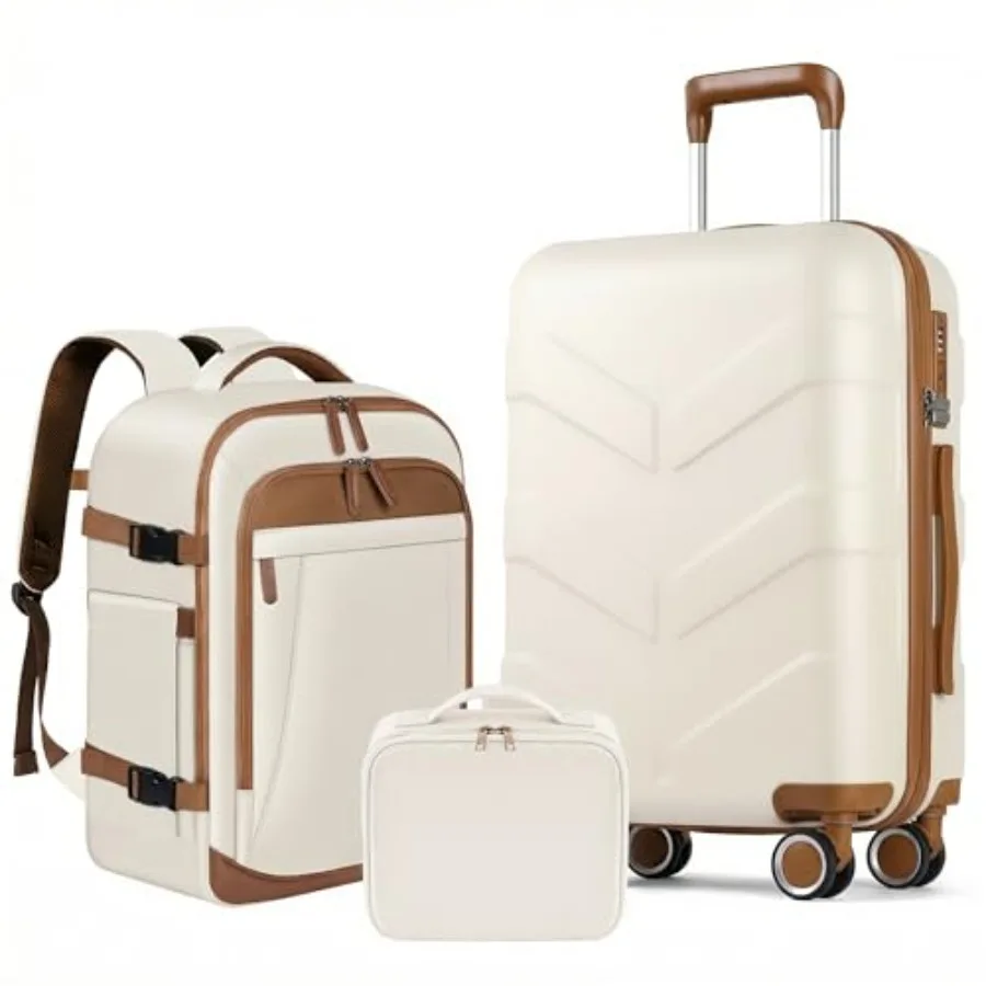 

Expandable Luggage Set with Backpack - 21In Suitcase with TSA Lock and Spinner Wheels, Lightweight PP Hardshell Travel Luggage